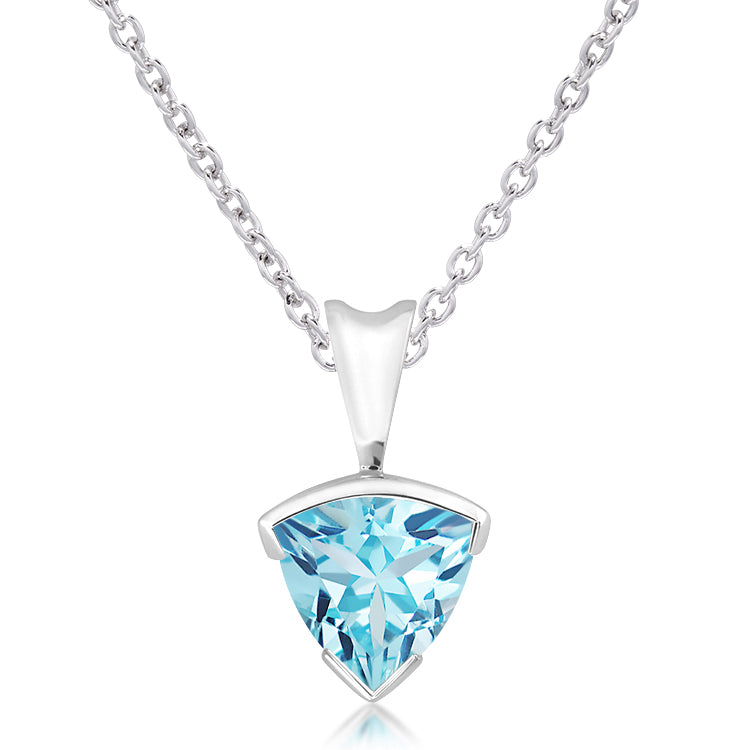 Unique & Co Sterling Silver Blue Topaz Pendant Necklace