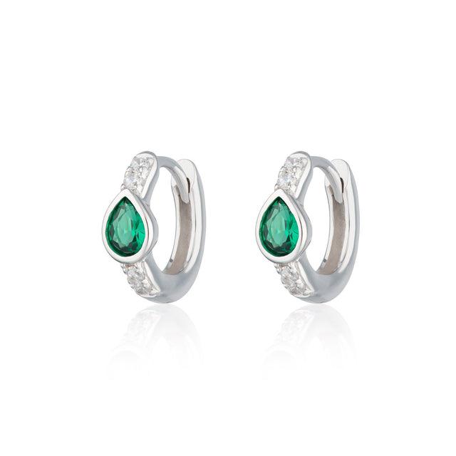Scream Pretty Sterling Silver Green Teardrop Huggie Earrings - Rococo Jewellery