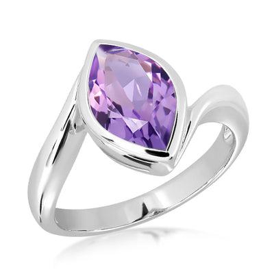 Unique & Co Sterling Silver Amethyst Ring