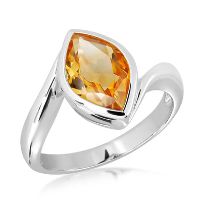 Unique & Co Sterling Silver Golden Citrine Ring