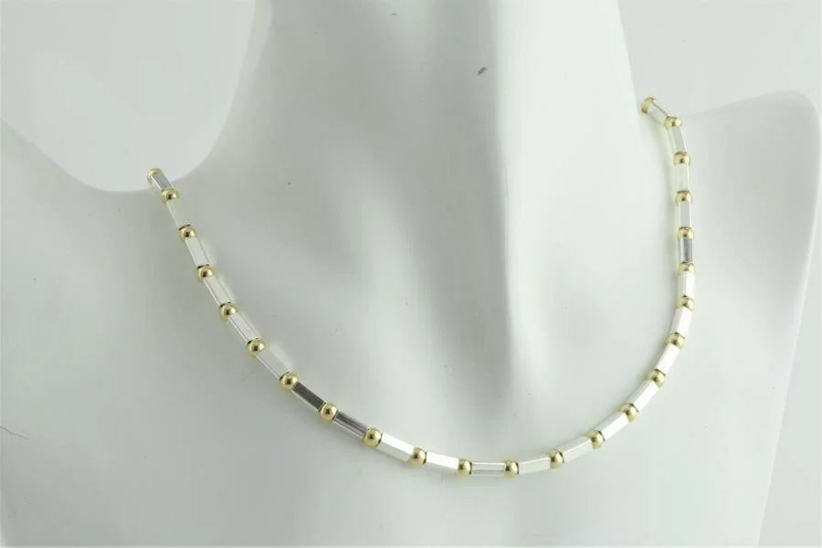 Lavan Gold and Silver Medium Square Necklace