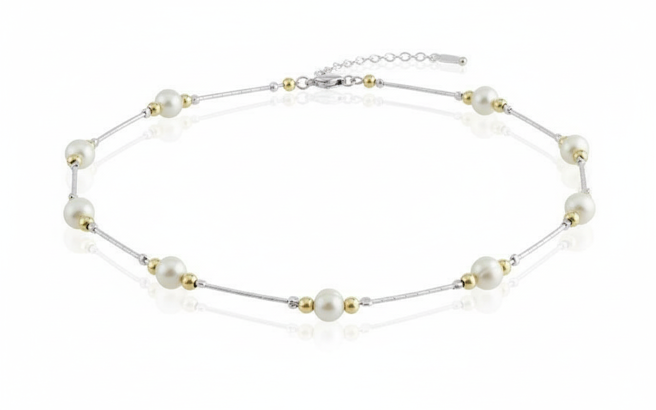 Lavan Gold and Sterling Silver Pearl Necklace