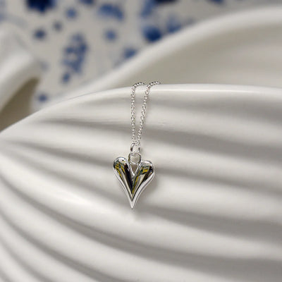 Sterling Silver Elongated Heart Necklace