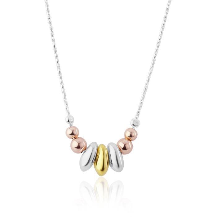 Gold and Silver Three Toned Nugget Necklace - Rococo Jewellery