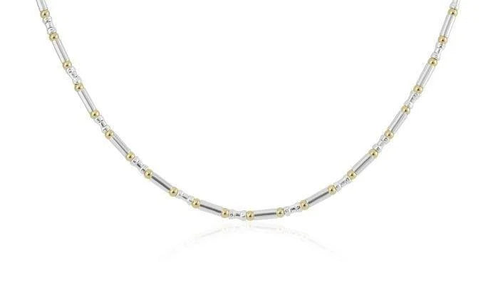 Lavan Gold and Silver Barrel Link Necklace