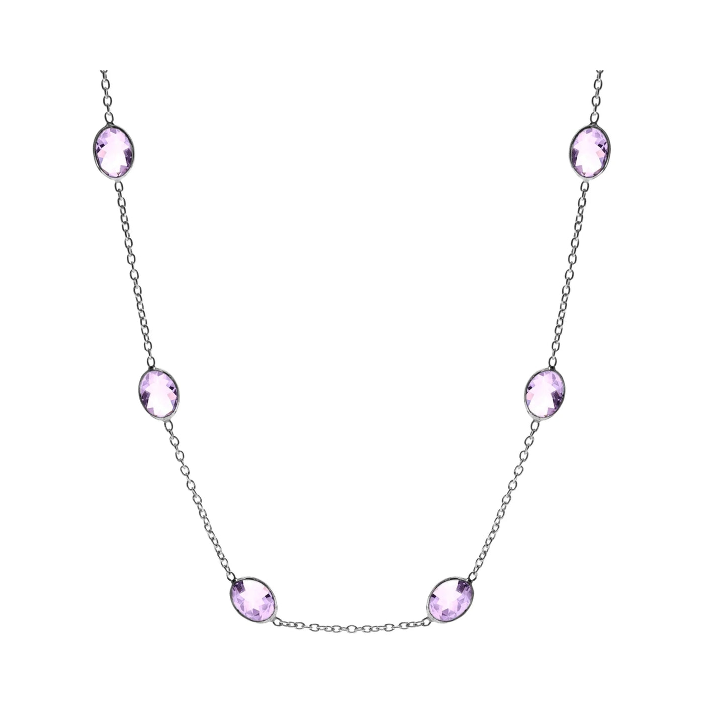 Sterling Silver Bezel-Set Faceted Blue Topaz Necklace