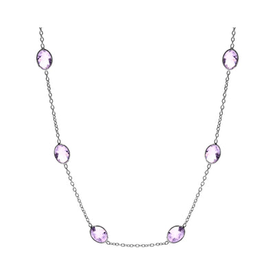 Sterling Silver Bezel-Set Faceted Blue Topaz Necklace