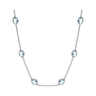 Sterling Silver Bezel-Set Faceted Blue Topaz Necklace