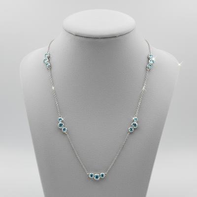 Sterling Silver Blue Topaz Cluster Necklace