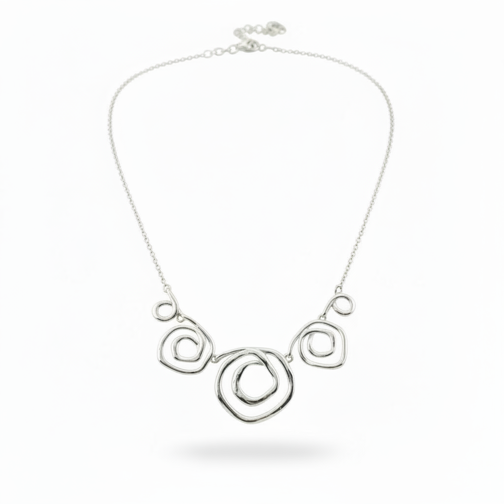 Sterling Silver Organic Spiral Necklace
