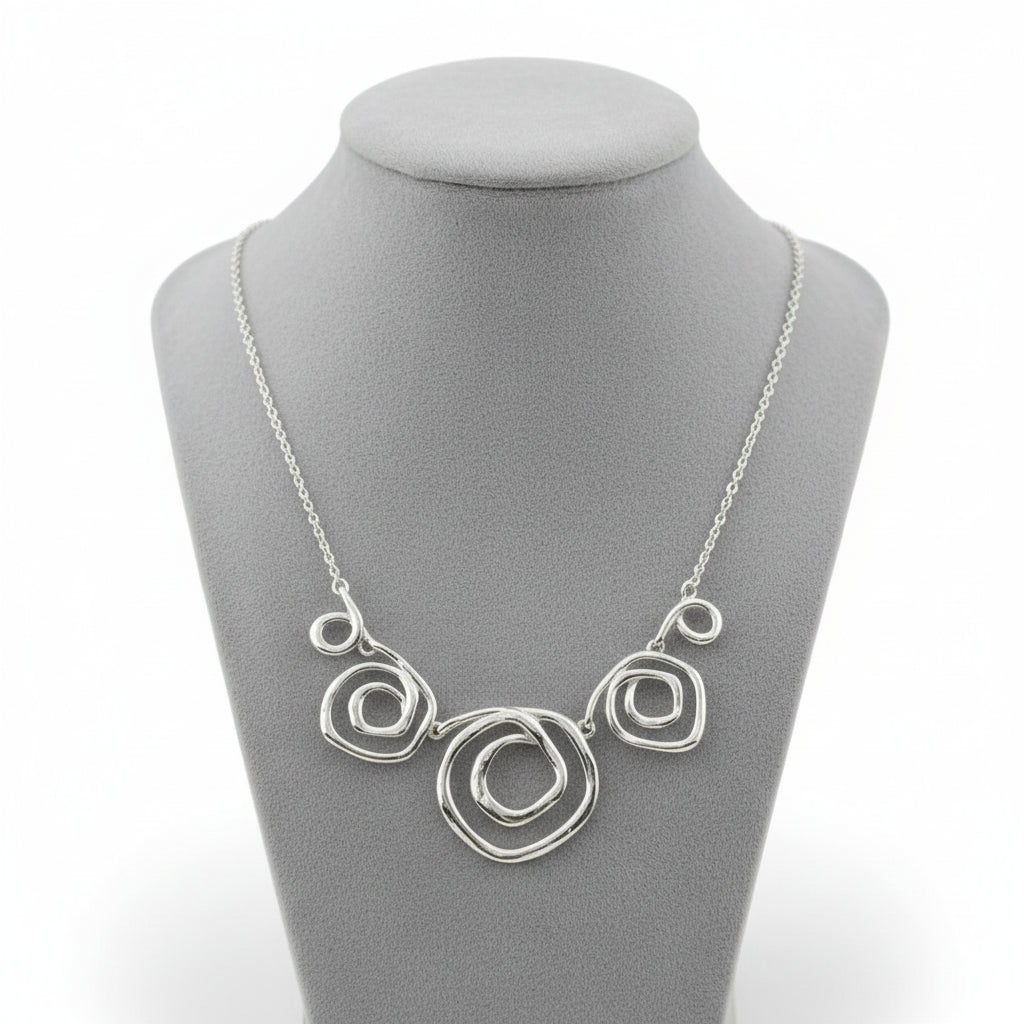 Sterling Silver Organic Spiral Necklace