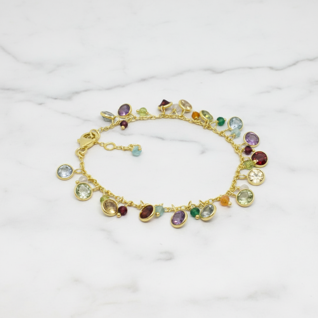 18ct Gold Vermeil Mixed Gemstone Bracelet