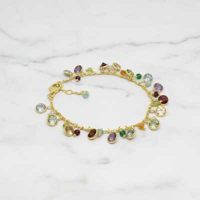 18ct Gold Vermeil Mixed Gemstone Bracelet