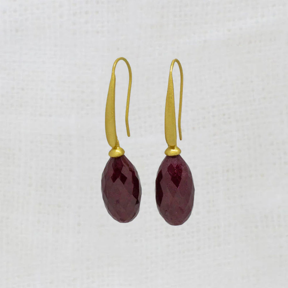 18ct Gold Vermeil Ruby Flute Earrings