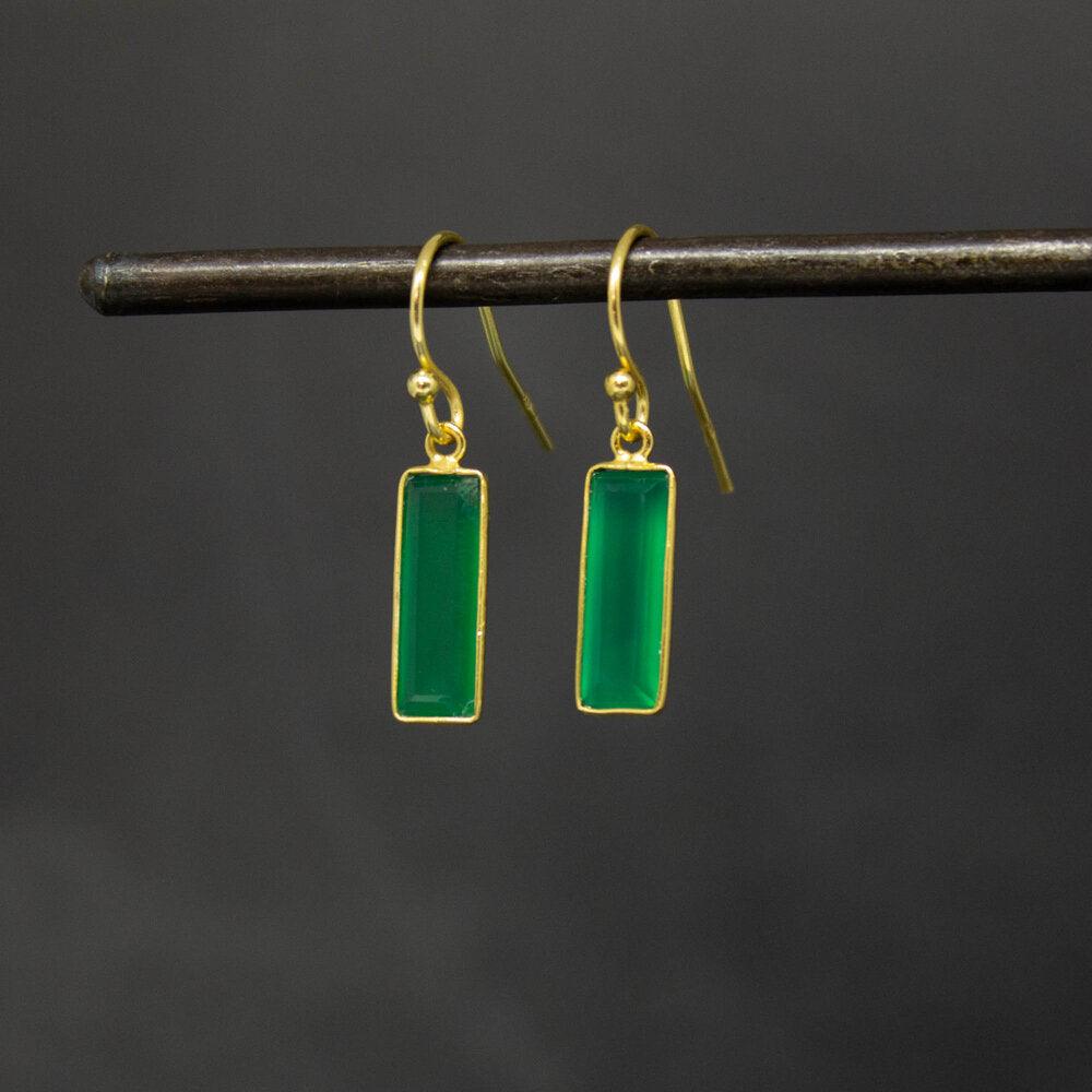 18ct Gold Vermeil Faceted Green Quartz Drop Earrings - Rococo Jewellery