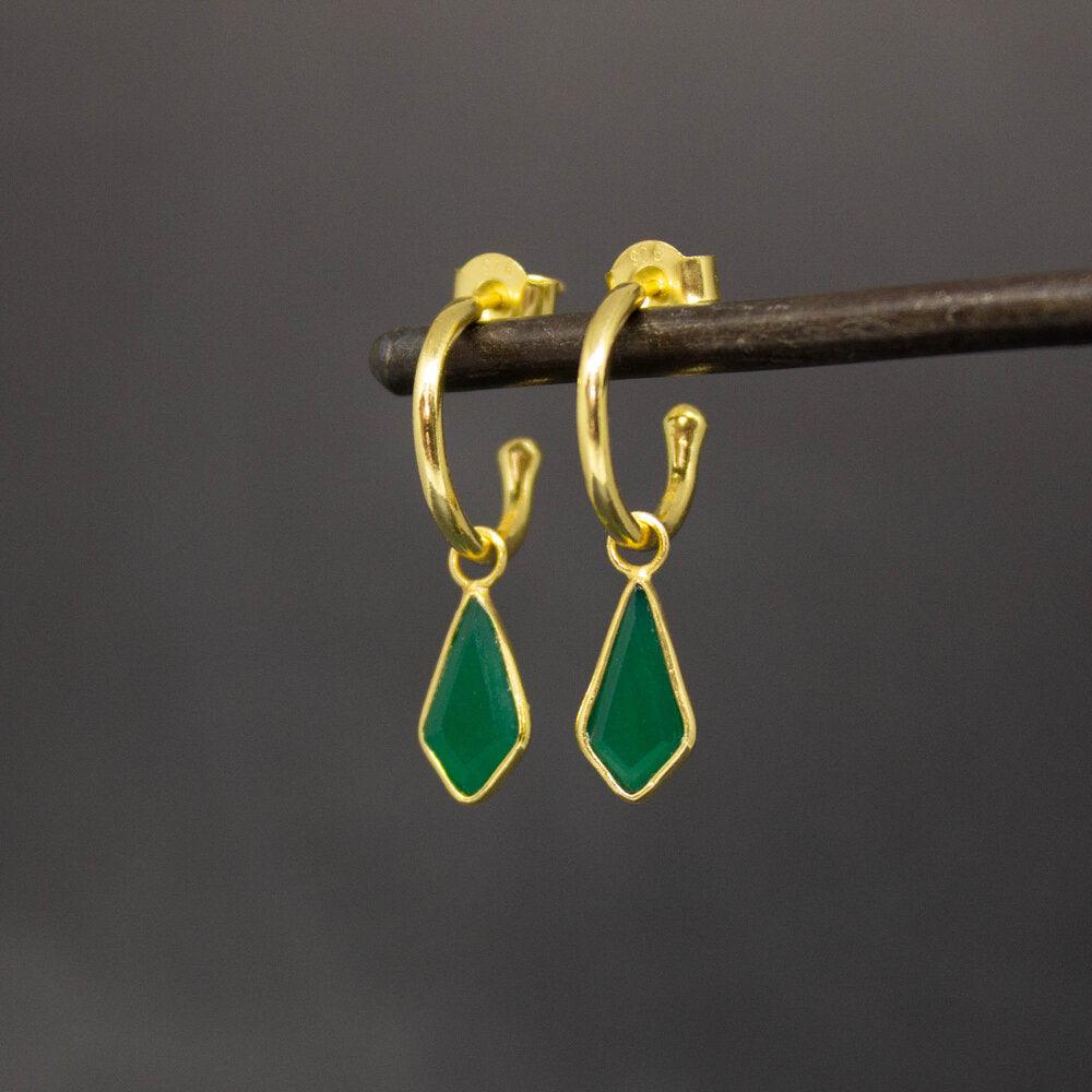 Annie Mundy 18ct Gold Vermeil Green Quartz Hoop Earrings - Rococo Jewellery