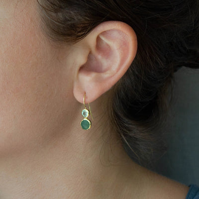 18ct Gold Vermeil Green Amethyst & Aventurine Drop Earrings