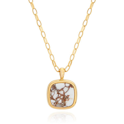 Anna Beck Gold Vermeil White Buffalo Turquoise Pendant Necklace - Rococo Jewellery