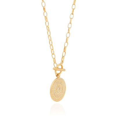 Anna Beck Gold Contrast Dotted Circle Toggle Necklace
