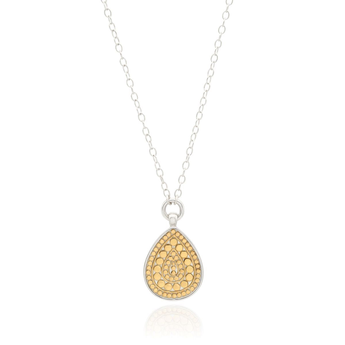 Anna Beck Gold Silver Teardrop Flower Drop Necklace