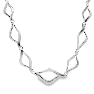 Sterling Silver Marquis Twist Necklace