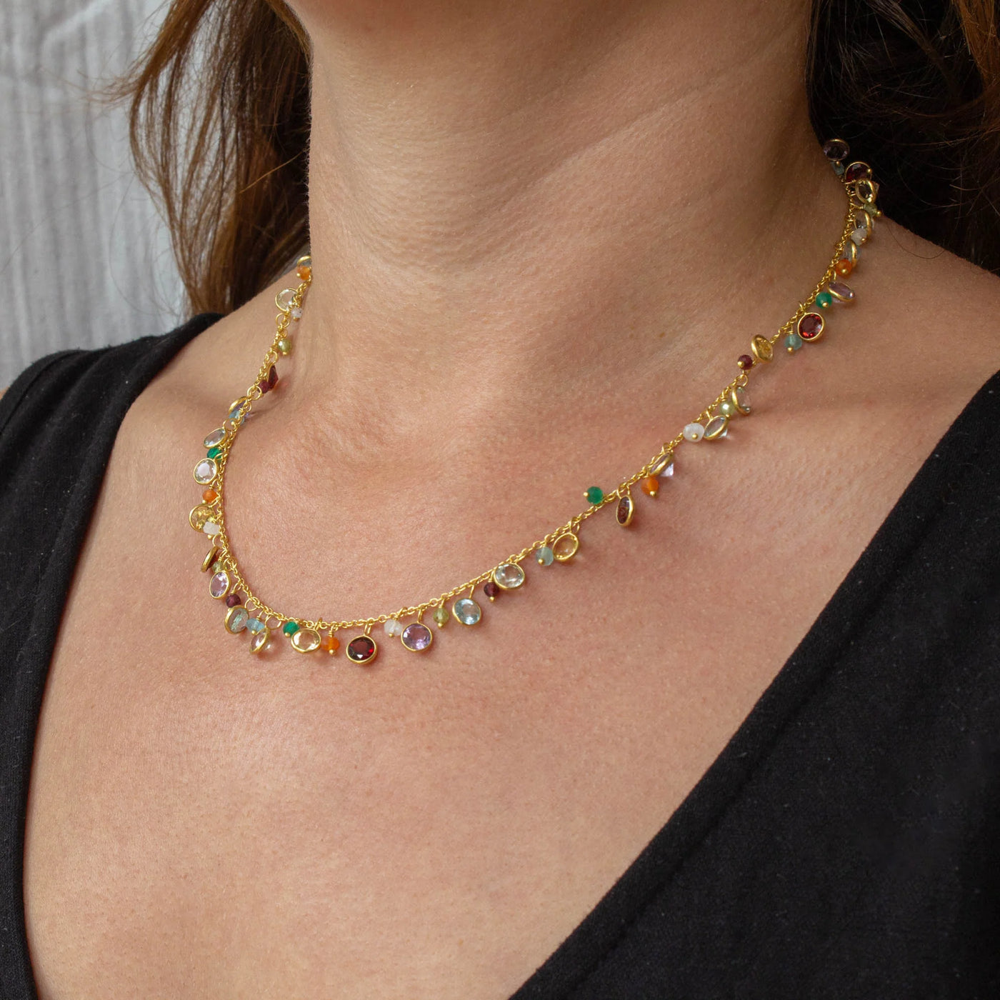 18ct Gold Vermeil Mixed Gemstone Necklace