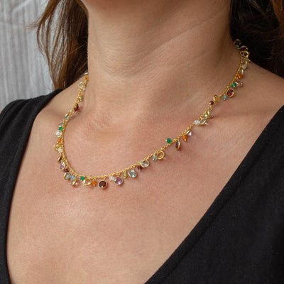 18ct Gold Vermeil Mixed Gemstone Necklace