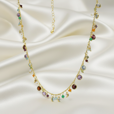 18ct Gold Vermeil Mixed Gemstone Necklace