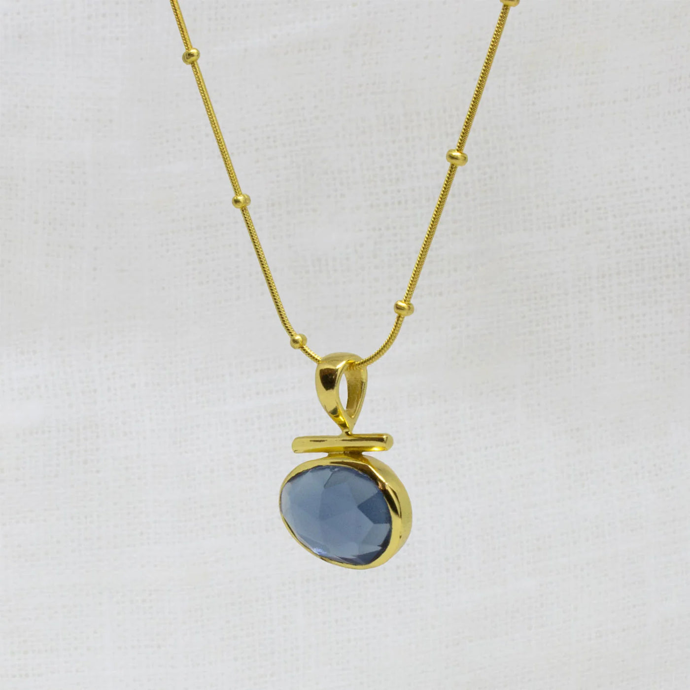 18ct Gold Vermeil Kyanite Bar Pendant Necklace