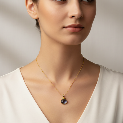 18ct Gold Vermeil Kyanite Bar Pendant Necklace