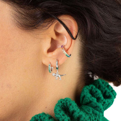 Scream Pretty Silver Dinosaur Hoop Earrings - Rococo Jewellery