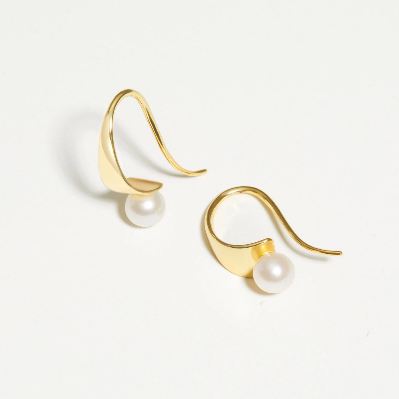 Gold Vermeil Elegant Pearl Hoop Earrings
