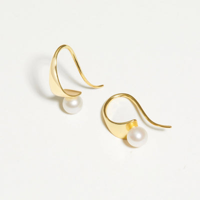 Gold Vermeil Elegant Pearl Hoop Earrings