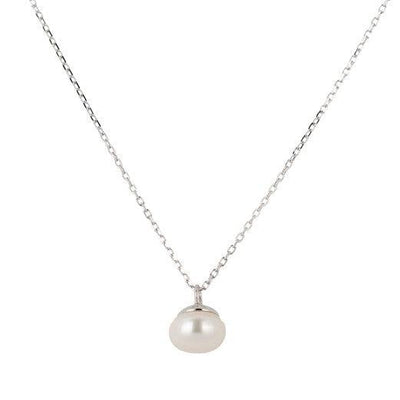 Sterling Silver and Single Pearl Pendant Necklace - Rococo Jewellery