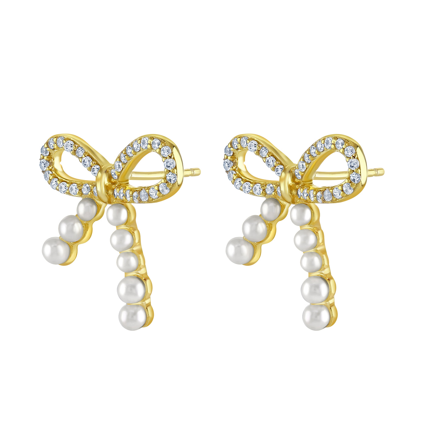 Gold Vermeil Freshwater Pearl Bow Earrings