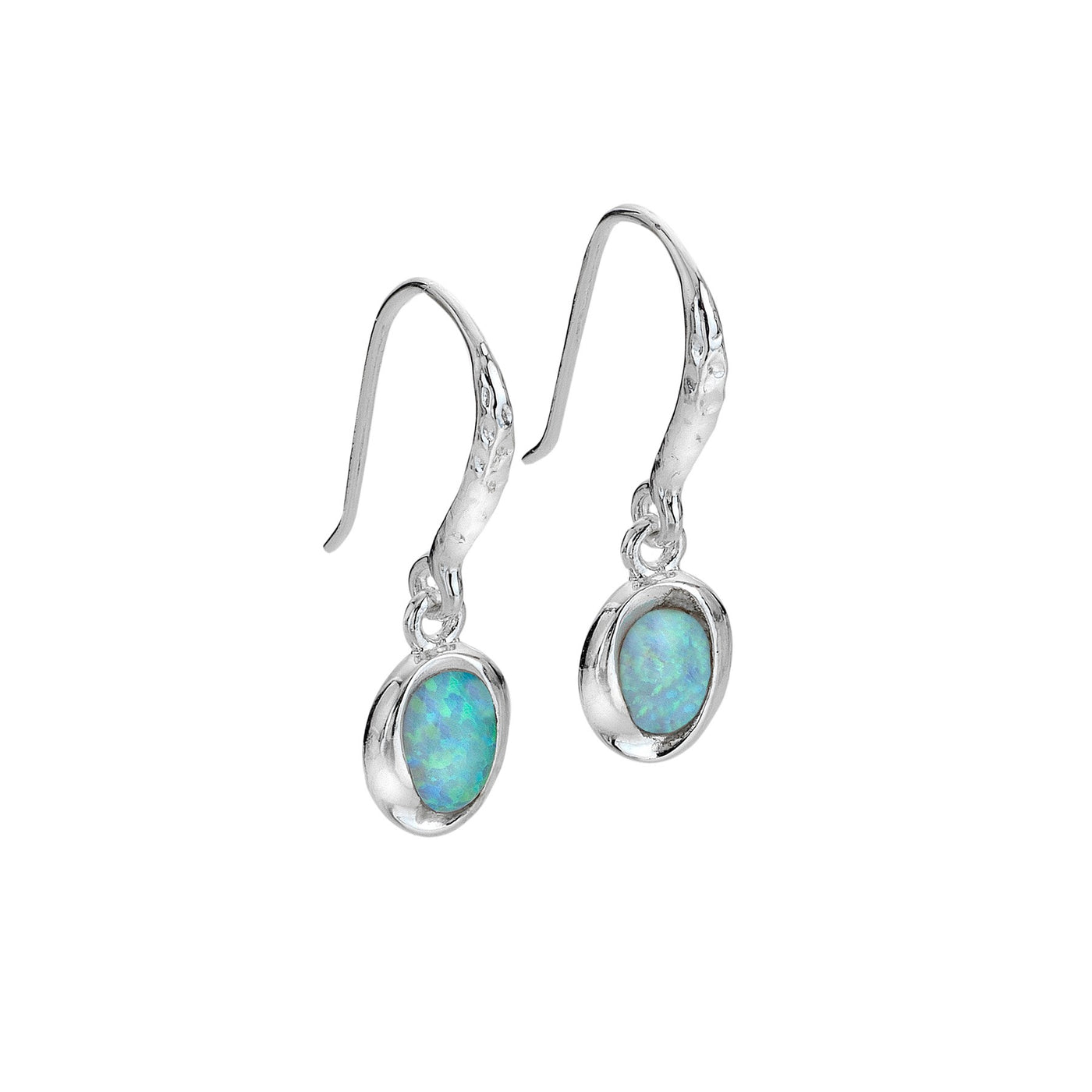 Sea Gems Sterling Silver Opalite Oval Drop Earrings