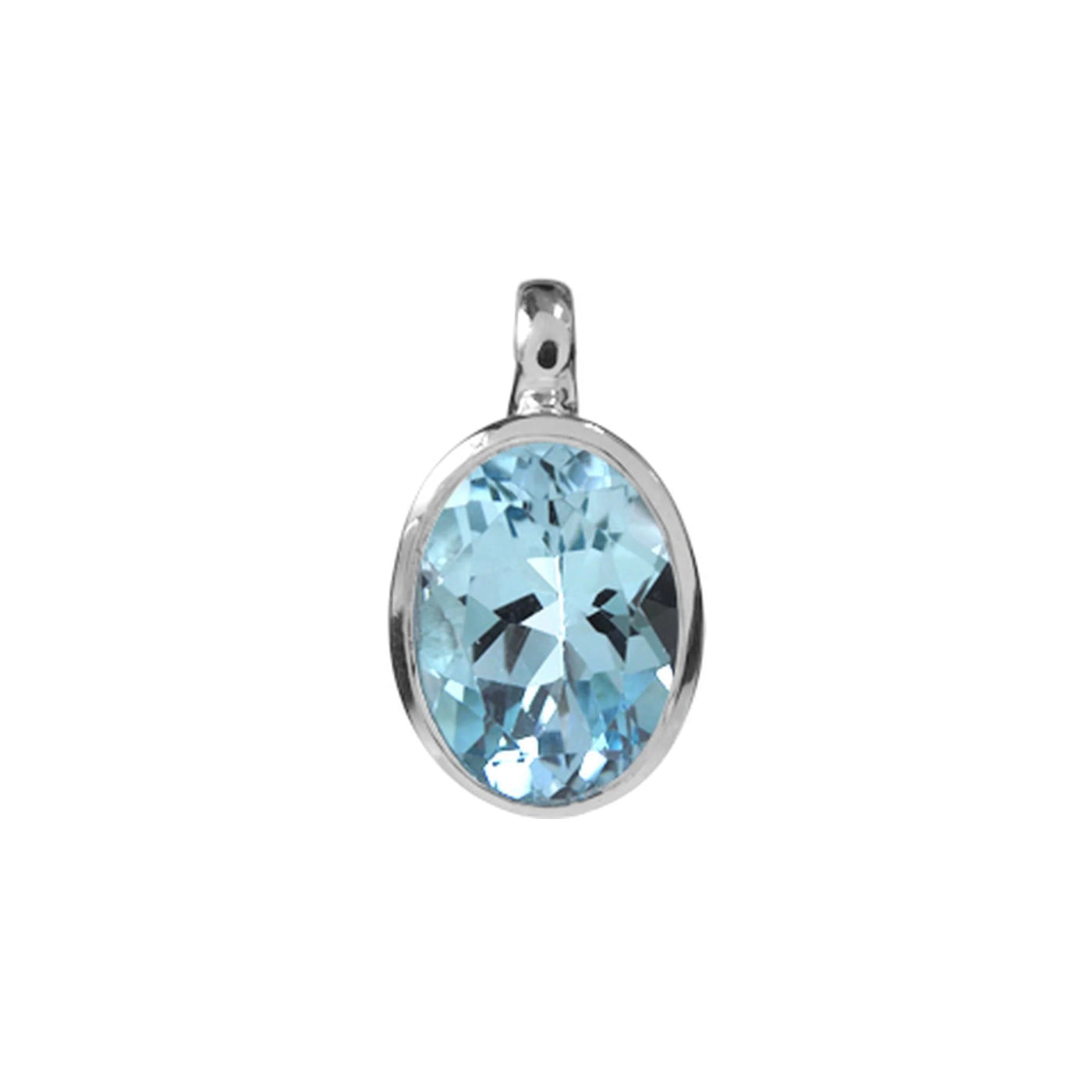 Sterling Silver Blue Topaz Oval Pendant