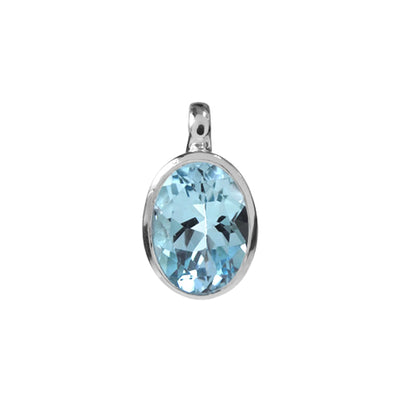 Sterling Silver Blue Topaz Oval Pendant