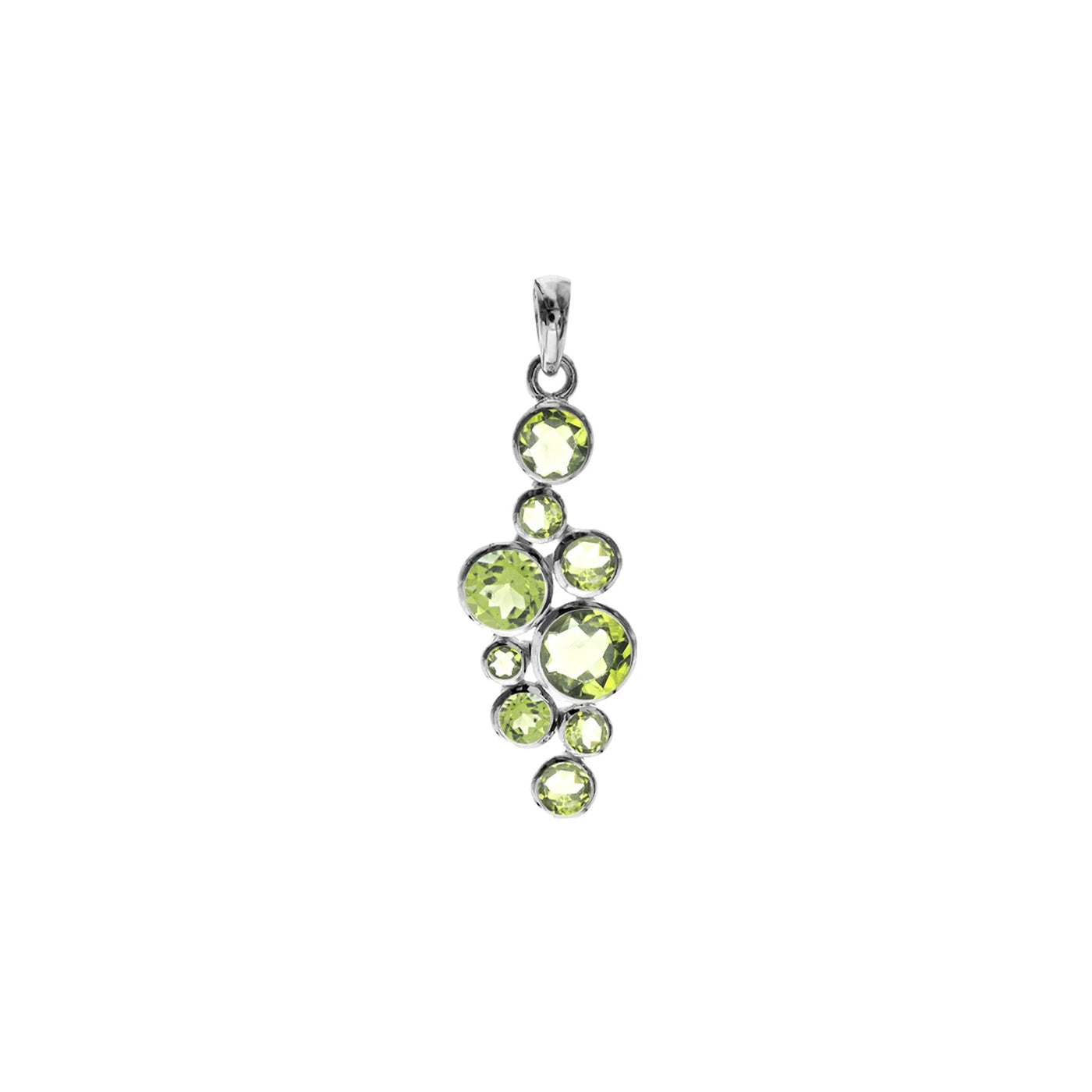 Silver Staggered Peridot Bubbles Pendant