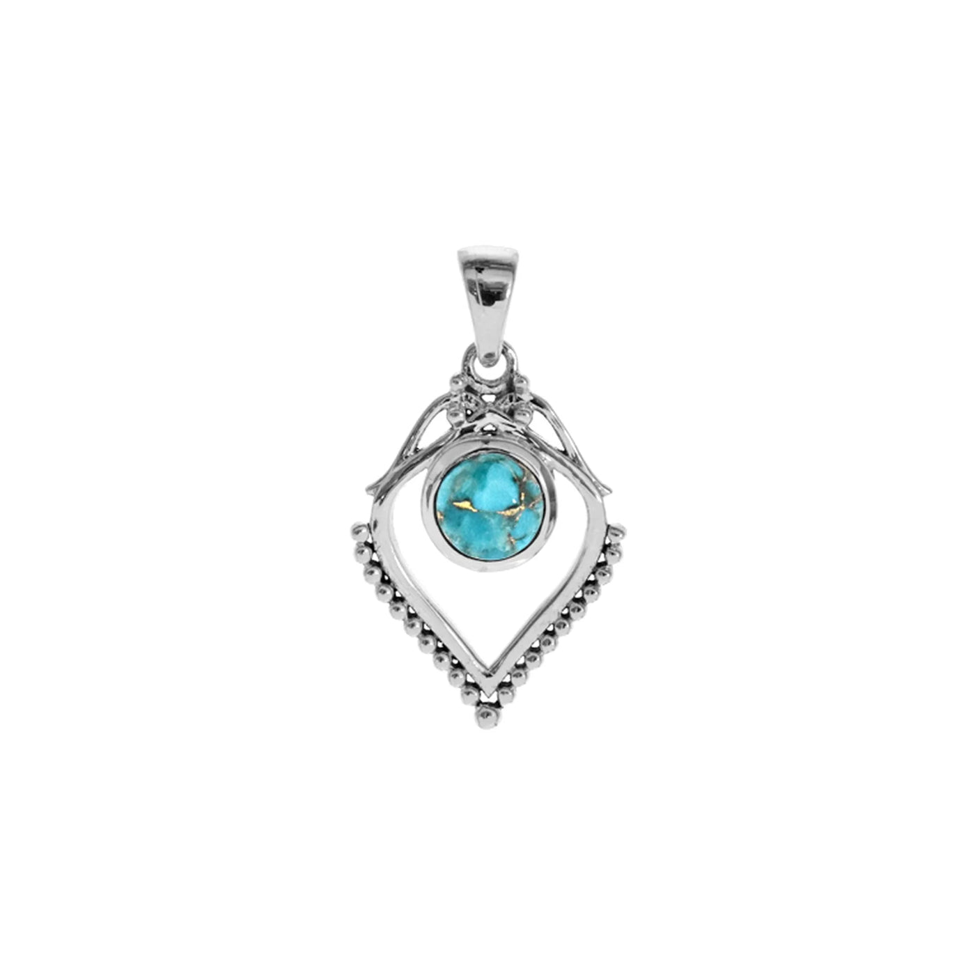 Sterling Silver Blue Mohave Turquoise Boho Style Pendant