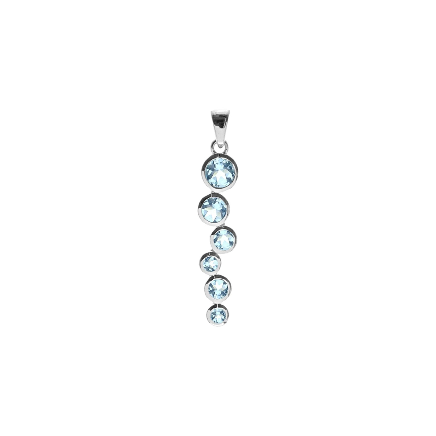 Sterling Silver Staggered Blue Topaz Bubbles Pendant