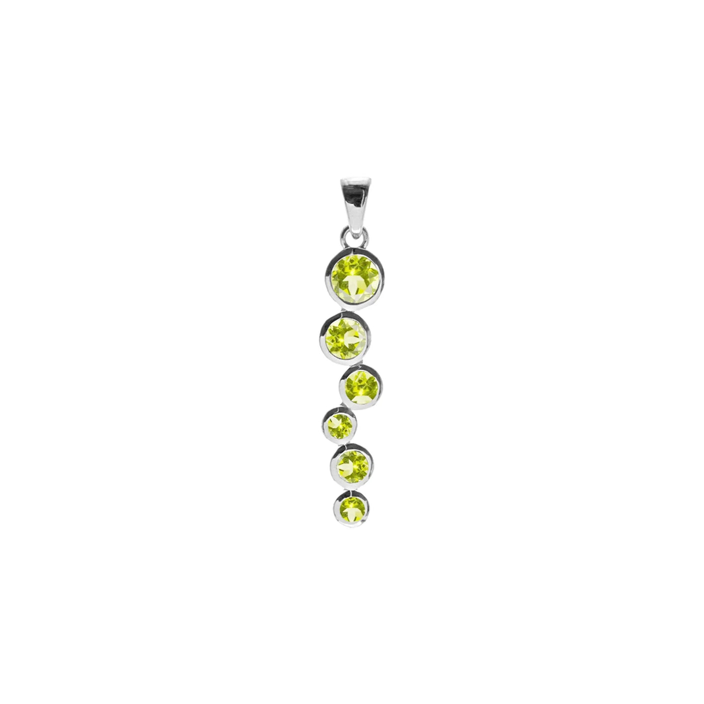 Sterling Silver Staggered Round Peridot Pendant