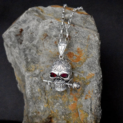 Sterling Silver Large Skull Pendant