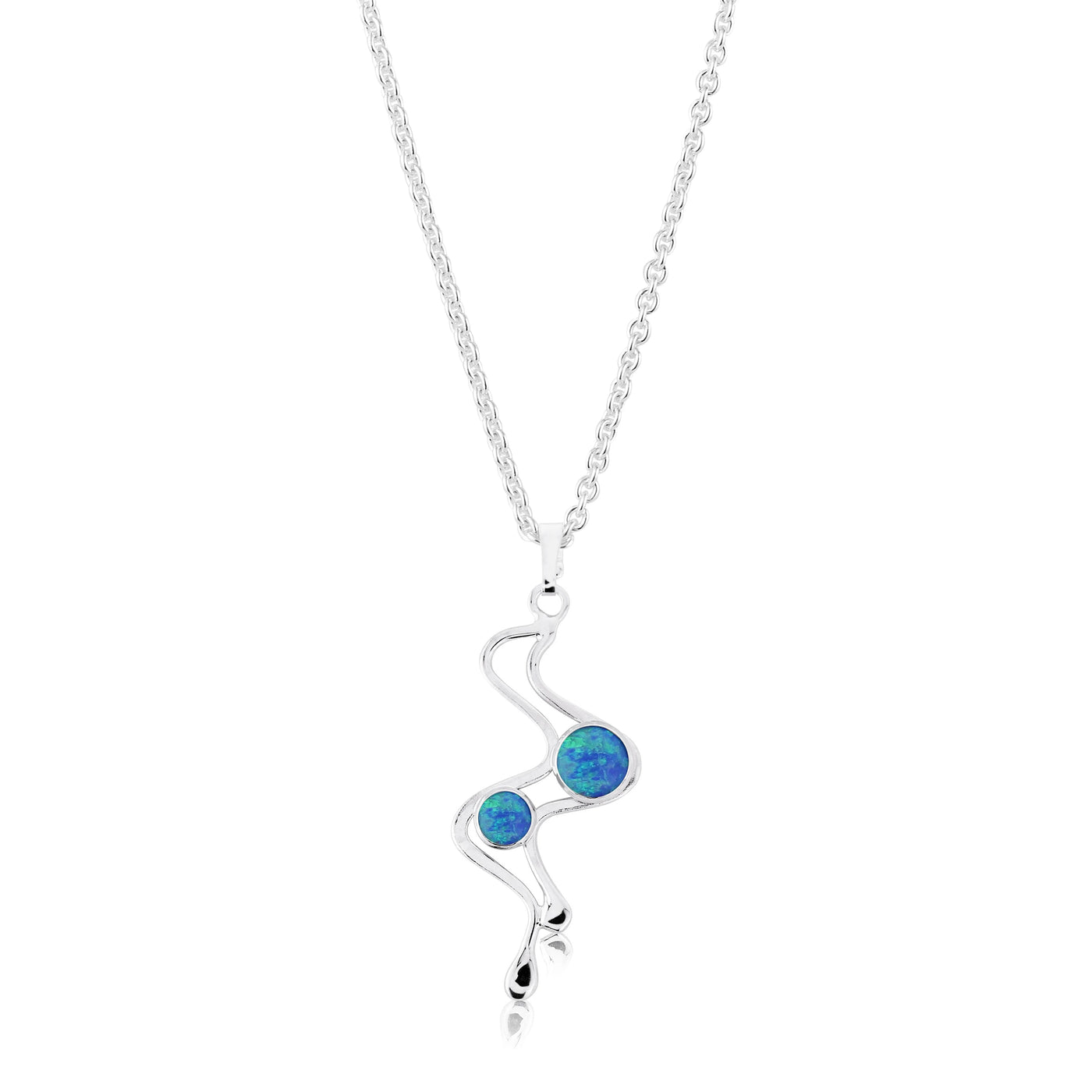 Lavan Sterling Silver Blue Opal Wavy Pendant