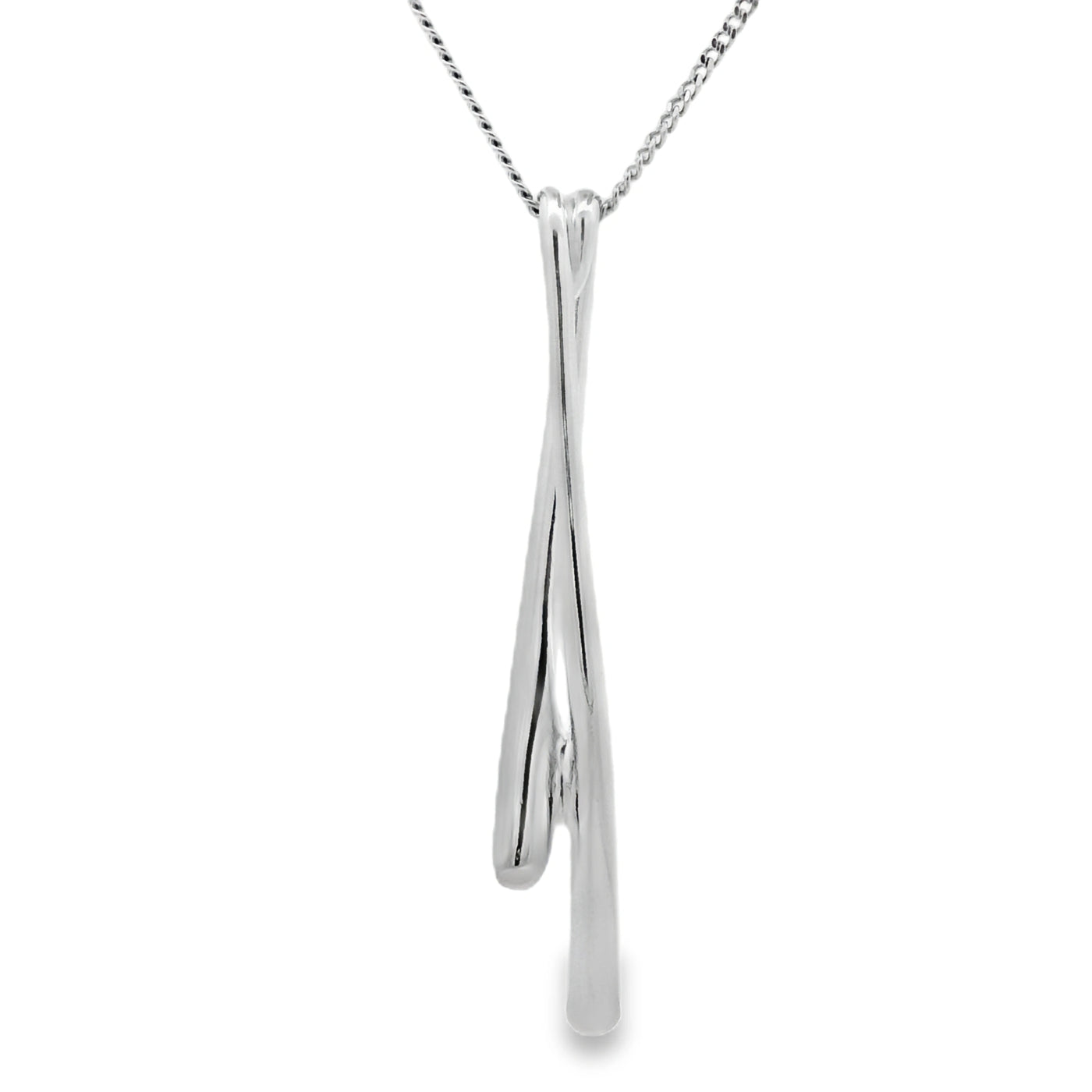 Silver Bombe Drop Pendant Necklace