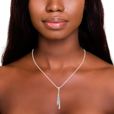 Silver Bombe Drop Pendant Necklace