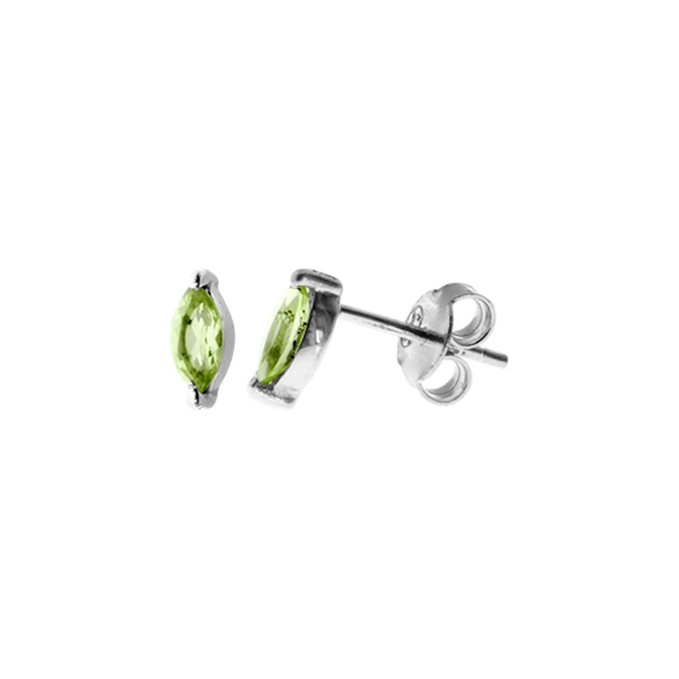 Sterling Silver Peridot Marquis Stud Earrings