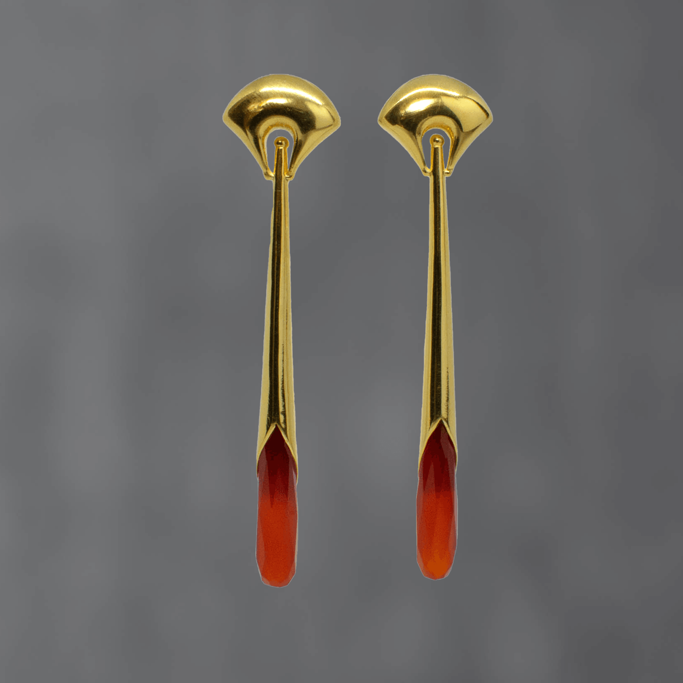 Gold Art Deco Carnelian Earrings - Rococo Jewellery