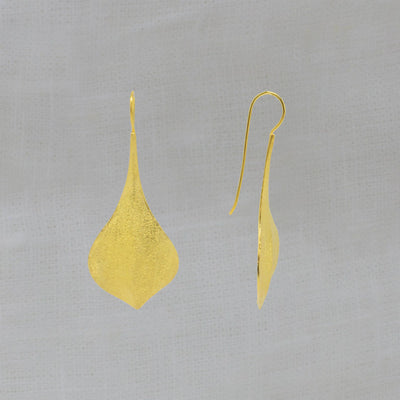 18ct Gold Vermeil Ray Leaf Drop Earrings
