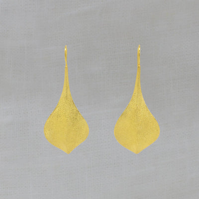 18ct Gold Vermeil Ray Leaf Drop Earrings